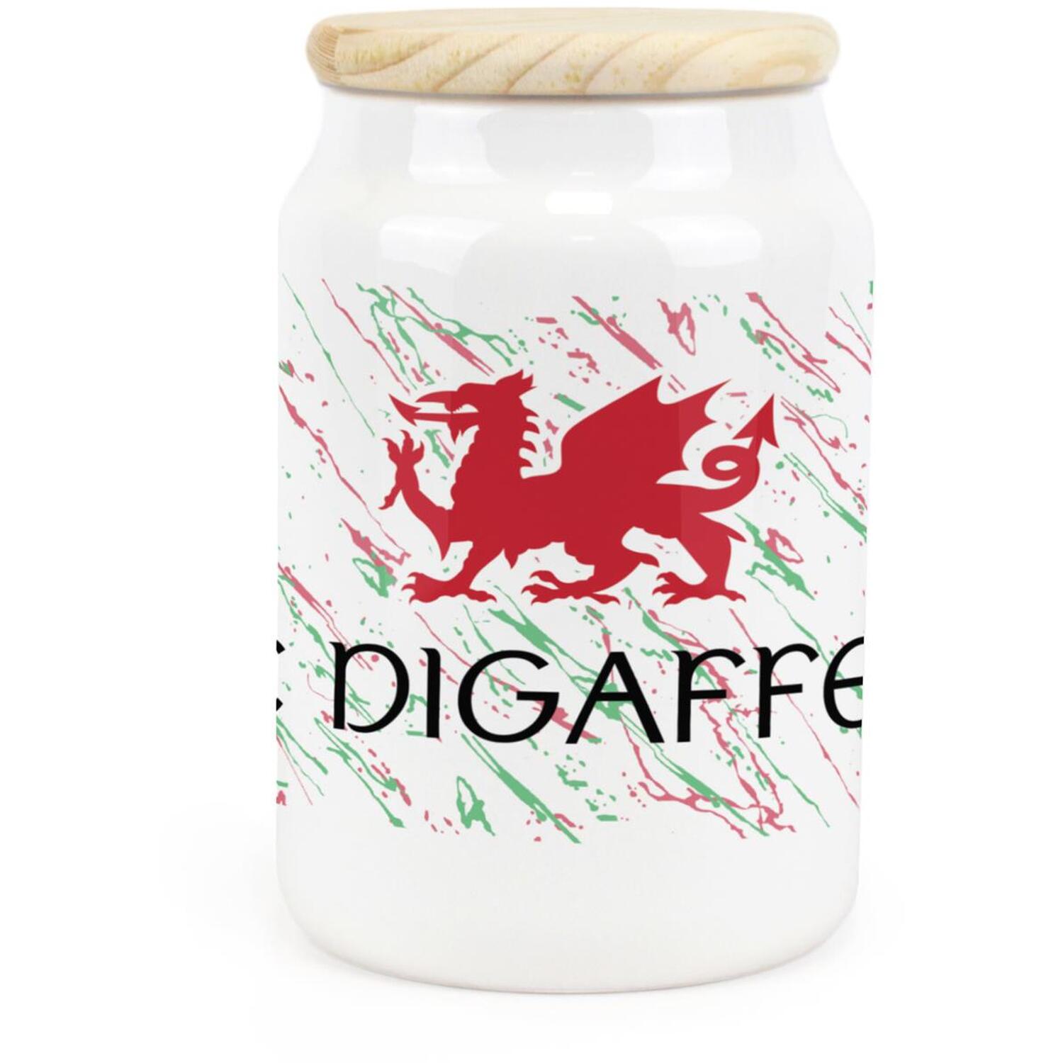 B&Q - Welsh Dragon Ceramic Decaf Tea CanisterTe Digaffein Wales Themed Kitchen Storage Container & Wooden Lid 600Ml (14.5Cm X 9.5Cm) - Image 3
