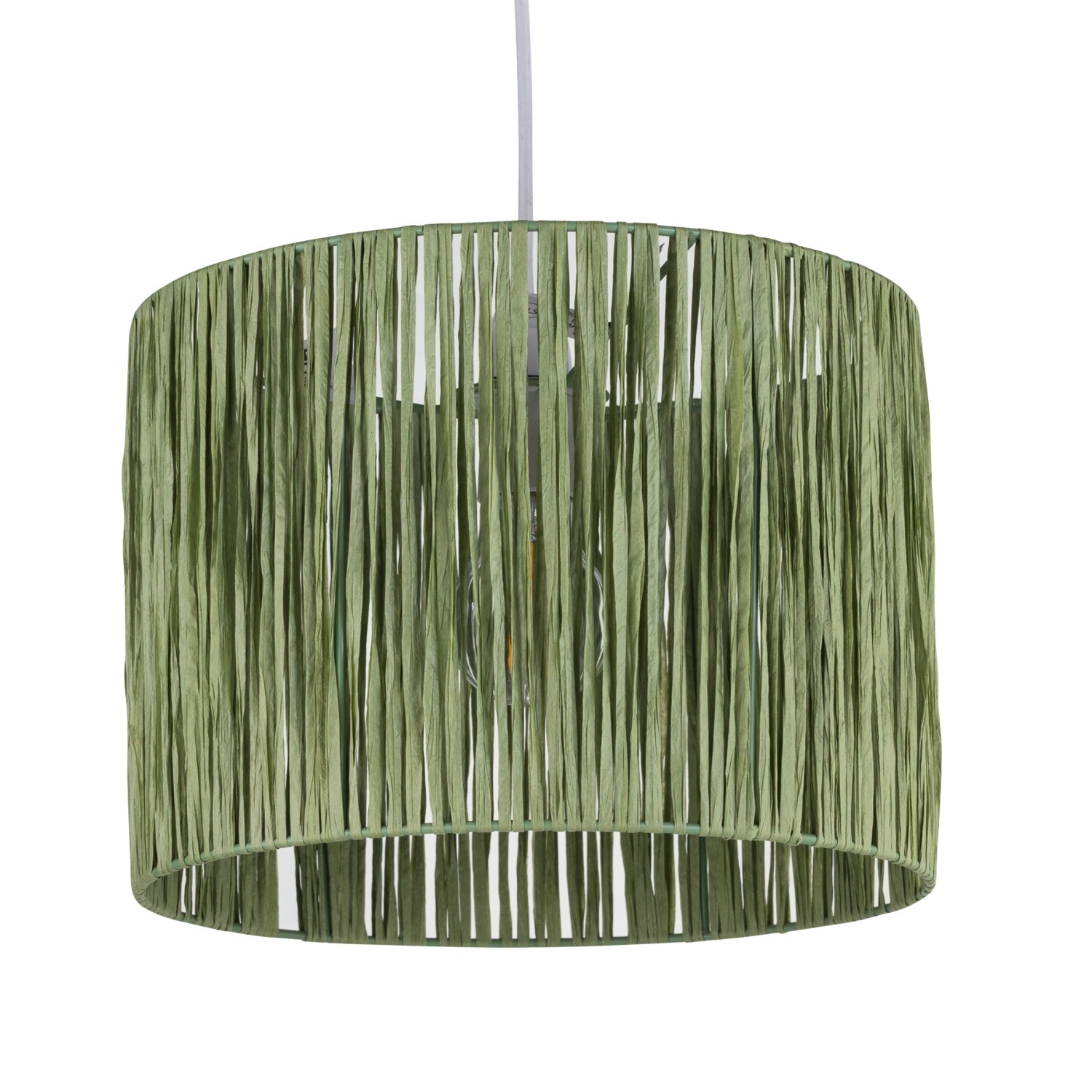 First Choice Lighting Raffia Easy Fit Pendant Shade - Green Raffia