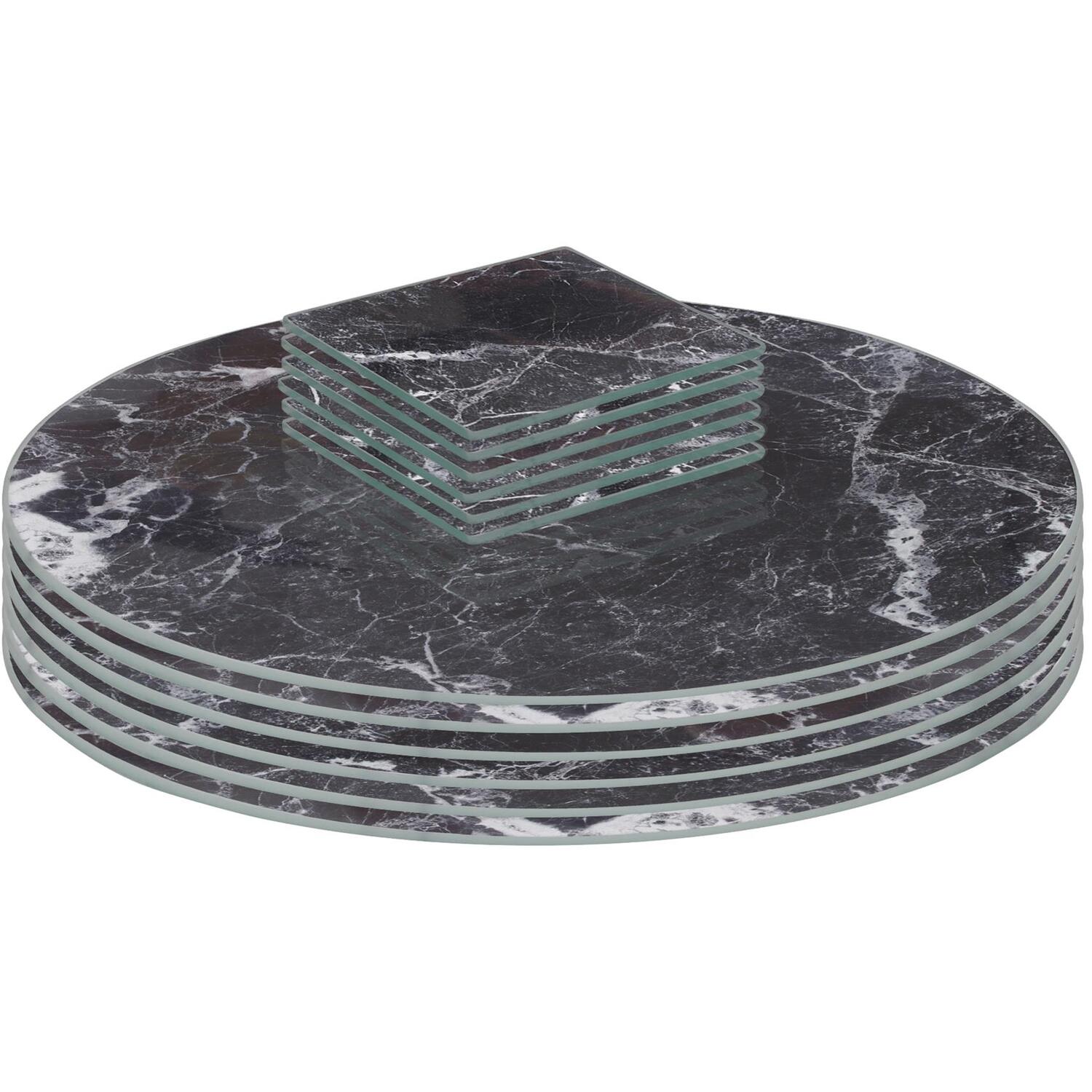 Image of 12pc Round Glass Placemats with Square&hellip;