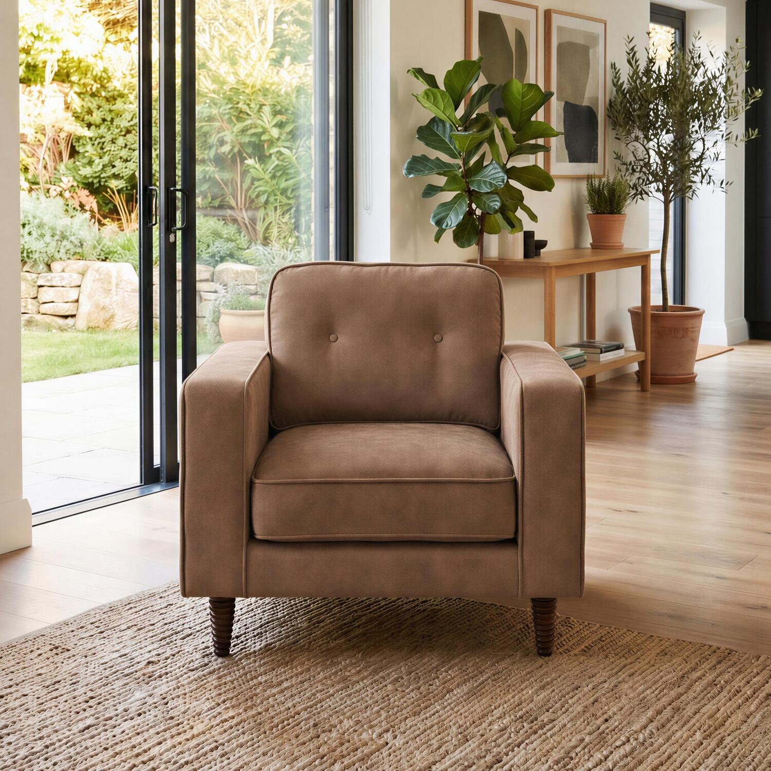 Furniturebox Uk Jasper Brown Faux Leather Armchair