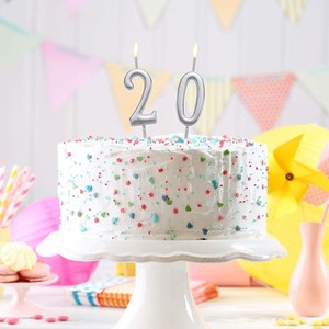 Silver Number Candle Topper Cake Topper