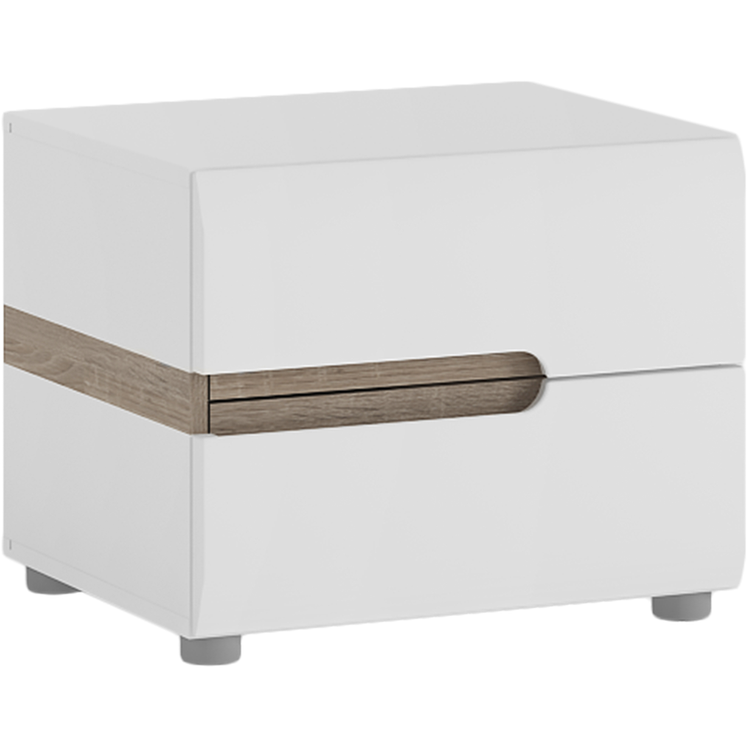 Indoor Furniture Group Chelsea 2 Drawer Bedside Table - White with Oak Effect Trim - Image 4