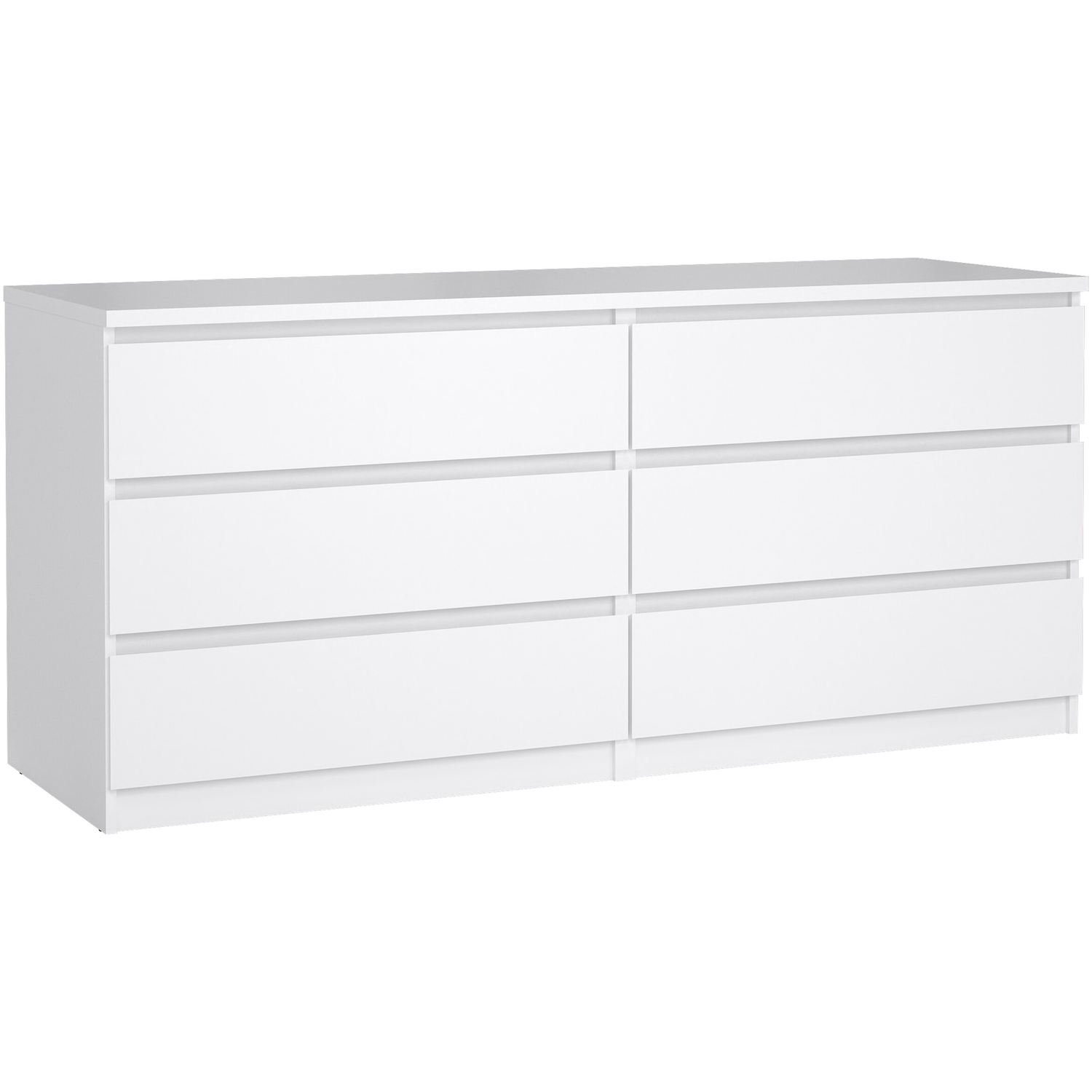 Furniture To Go White Naia Wide Chest Of 6 Drawers (3+3) In High Gloss - High Gloss - Melamine - Image 5