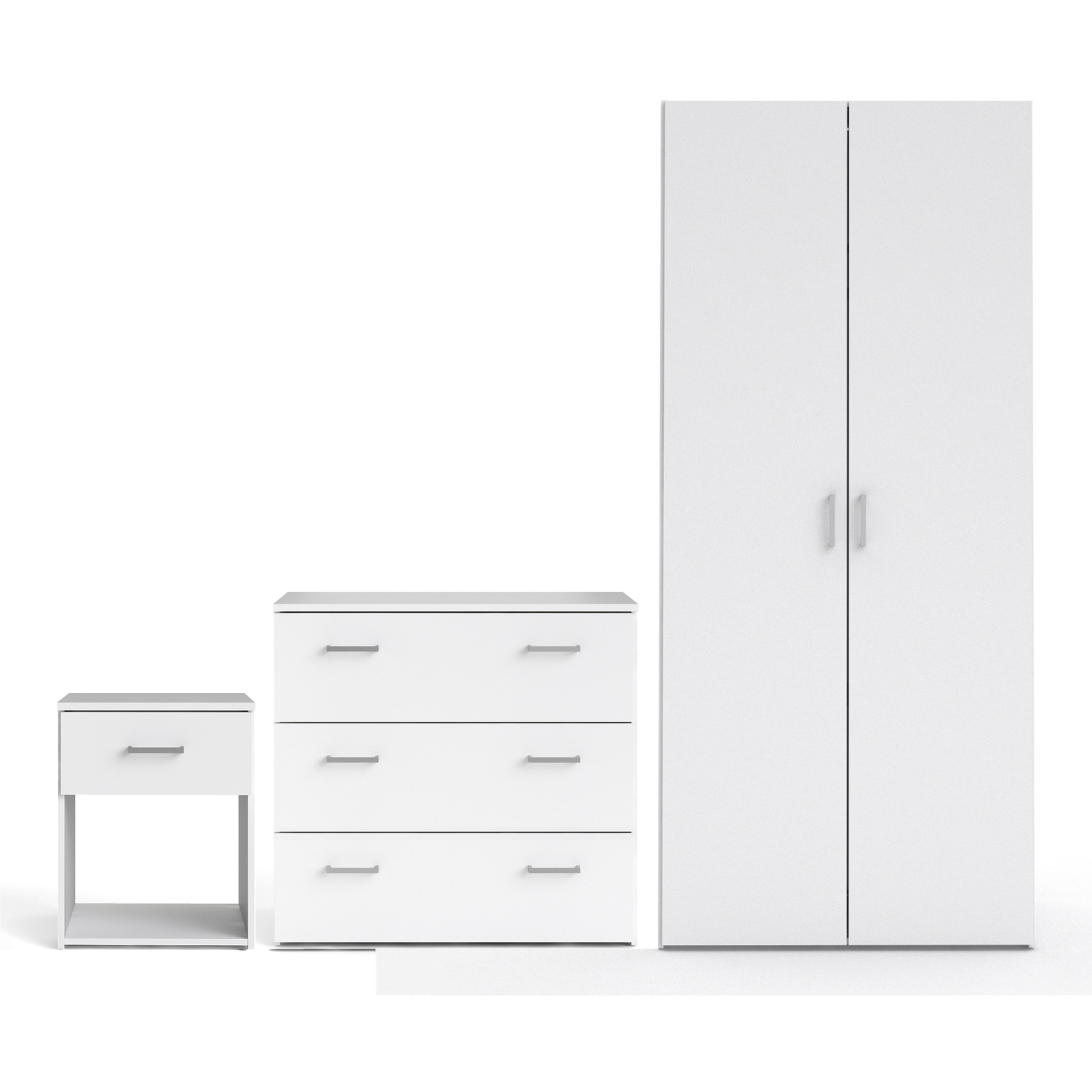 Furniture To Go Unisex White Space Piece Bundle, Bedside, Chest & 2 Door Wardrobe In Size 3 - Image 3