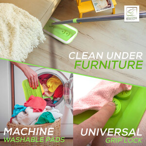 Microfibre Mop with Washable Removable Cleaning Pad for Laminate, Wood, Tile & Hardwood Floors