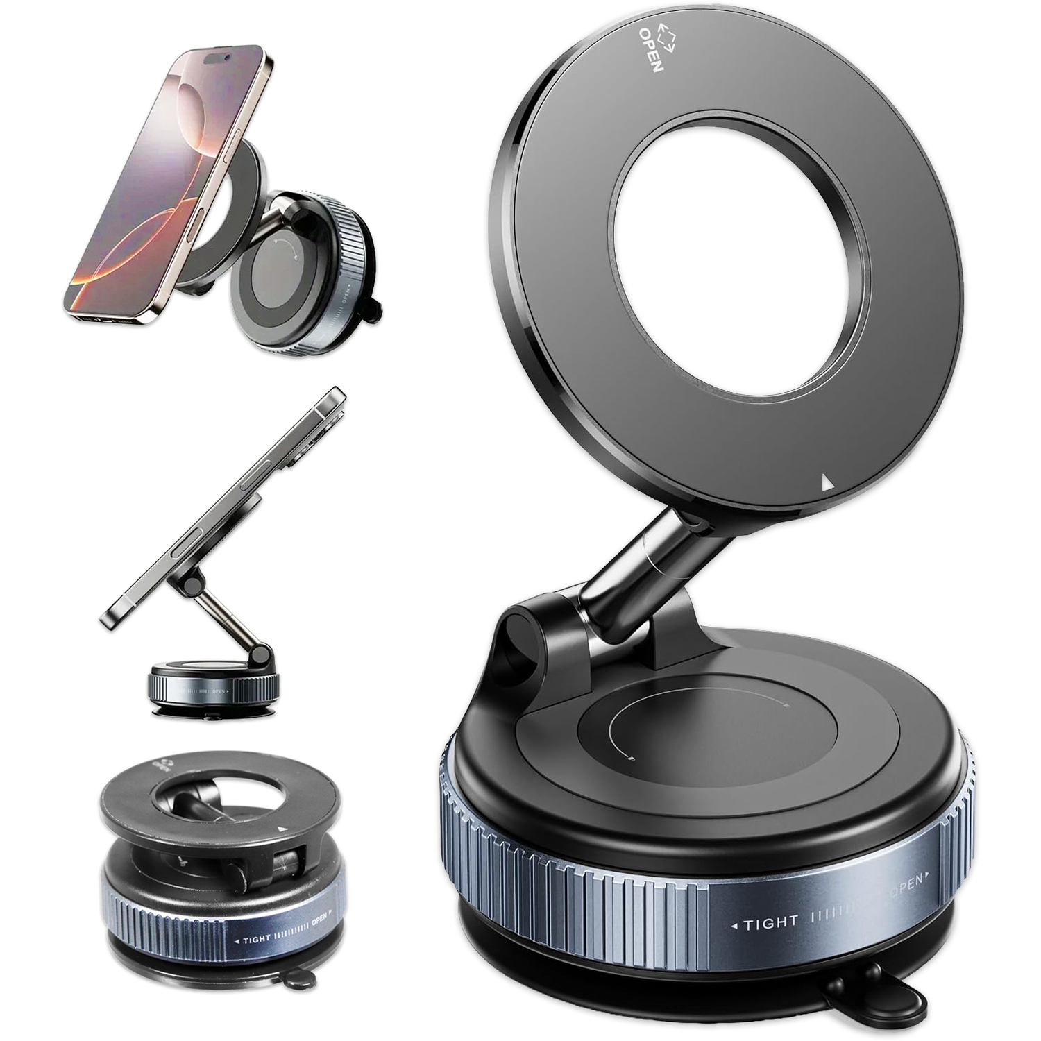 B&Q - Magnetic Car Phone Holder For Apple Iphone 12 13 14 15 16 17 Fits Magsafe Cases Rotating Dashboard Windscreen Mount - Image 2