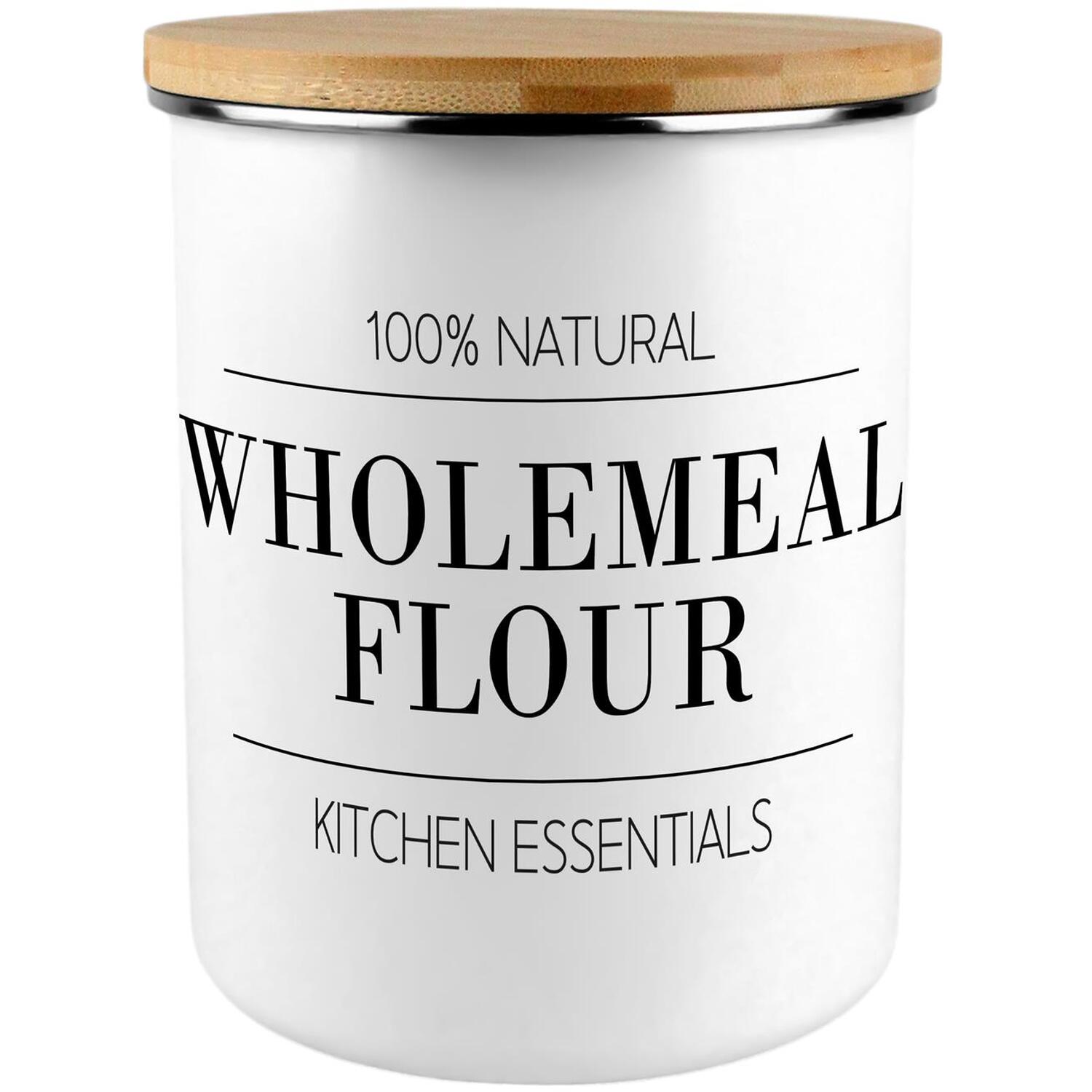 Minimalist Wholemeal Flour Canister - Kitchen Large Enamel Food Storage Jar Gift - Image 3