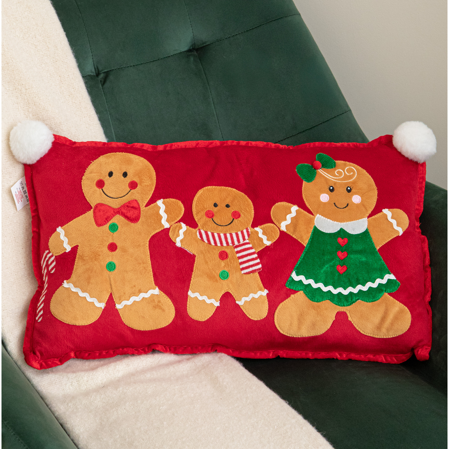Three Kings 30Cm X 55Cm Gingerbread Family Christmas Decorative Cushion - Image 3