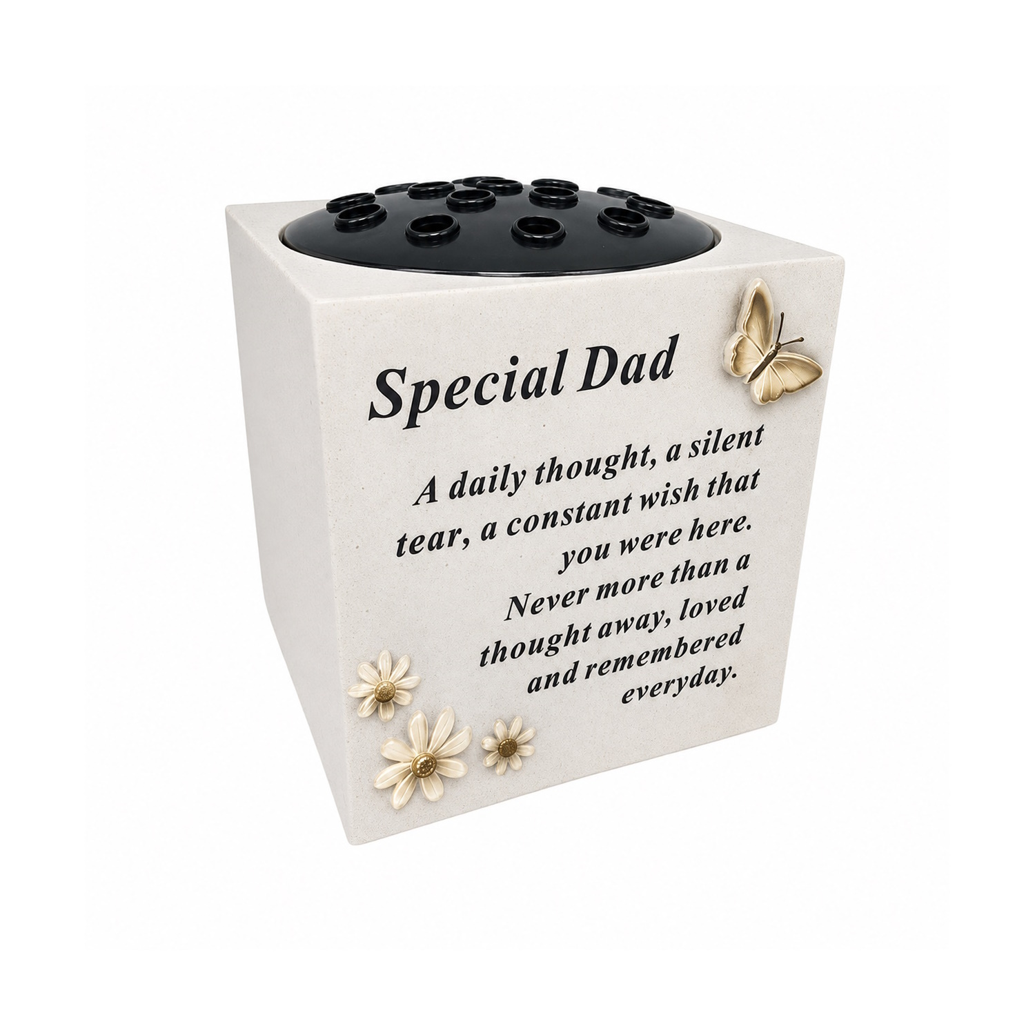 David Fischhoff Graveside Memorial Butterfly Vase Cream - Dad