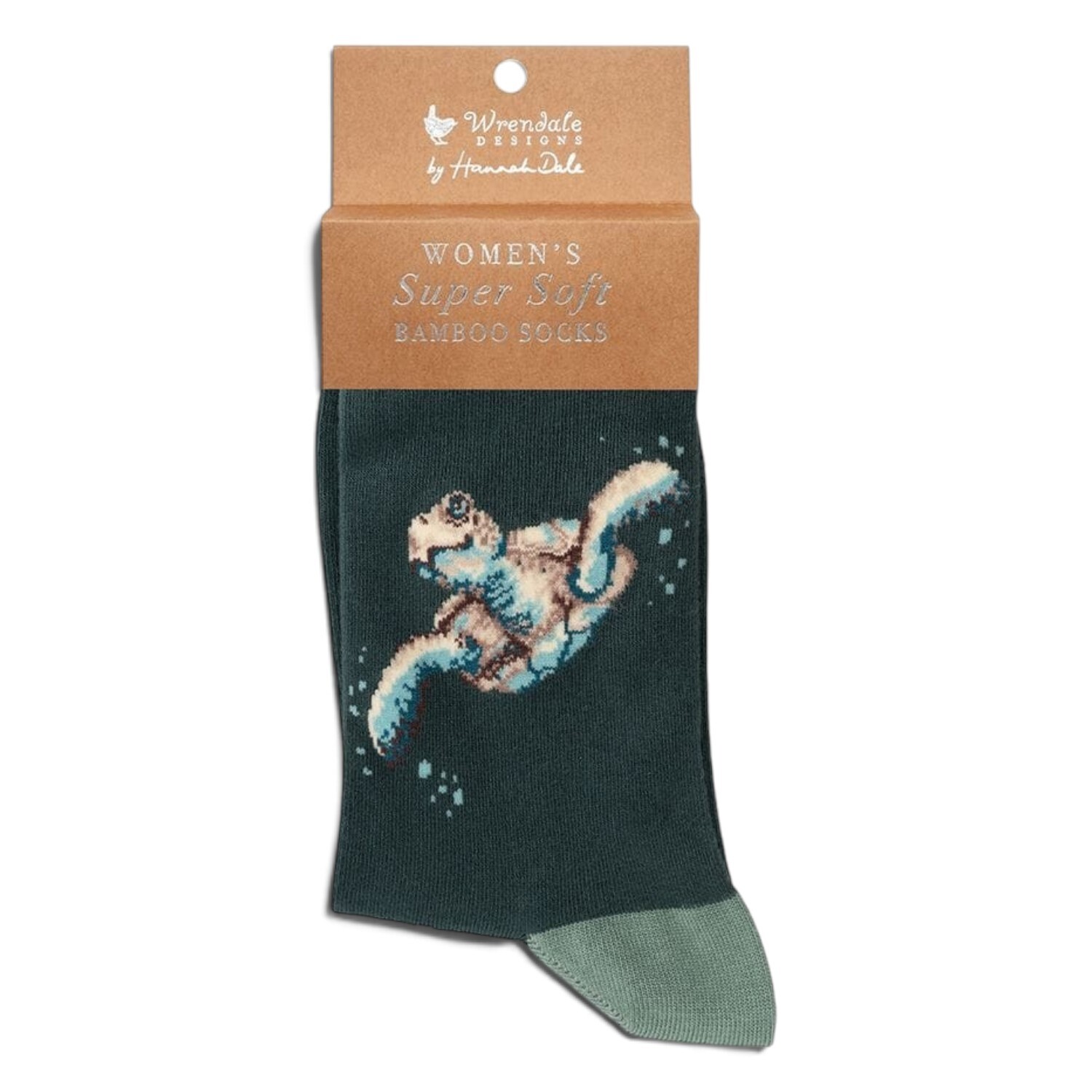 Bamboo Socks Swimming Turtle Super Soft Ladies - Wrendale Size 4-8 Gift Bag - Image 3
