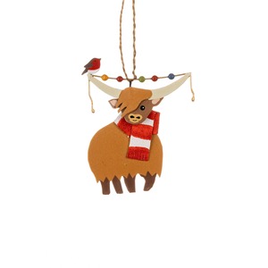 Shoeless Joe Highland Cow Christmas Tree Decoration