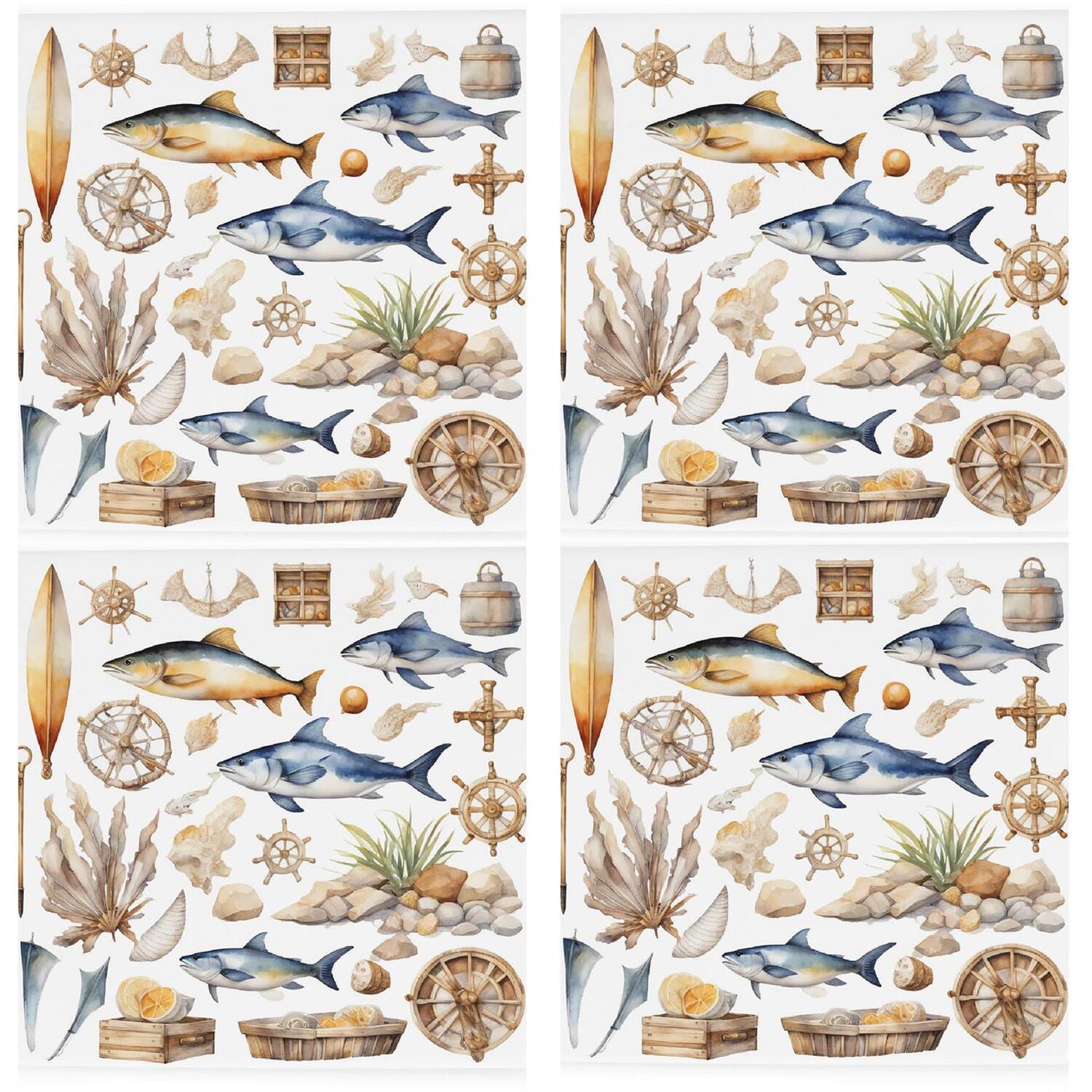 Seaside Maritime Ceramic Coaster Set - Square Set of 4 Coasters Gift - Image 2