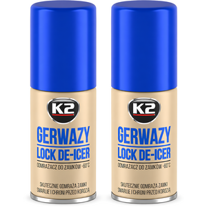 2 x K2 Gerwazy Lock De-Icer 50ml for Cars, Doors, Padlocks and Gates, Works to -60C