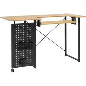 Sewing Online Sewing Table with Fold-out Storage Panel, Wood/Black Legs
