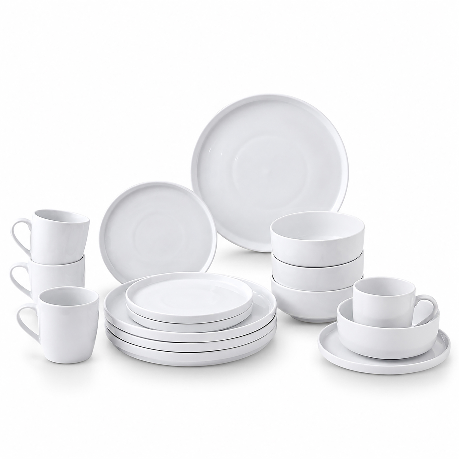 B&Q -  16Pc White Vertical Edge Porcelain Dinner Set. - Image 3
