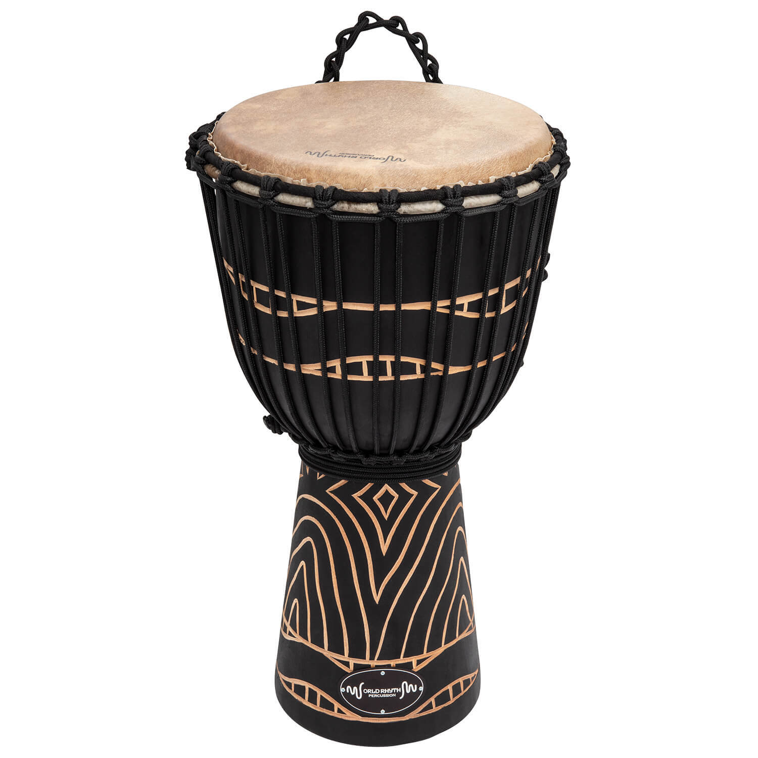 World Rhythm Djembe Drum Hand Carved Rope Tuned Goatskin Head - Neutral