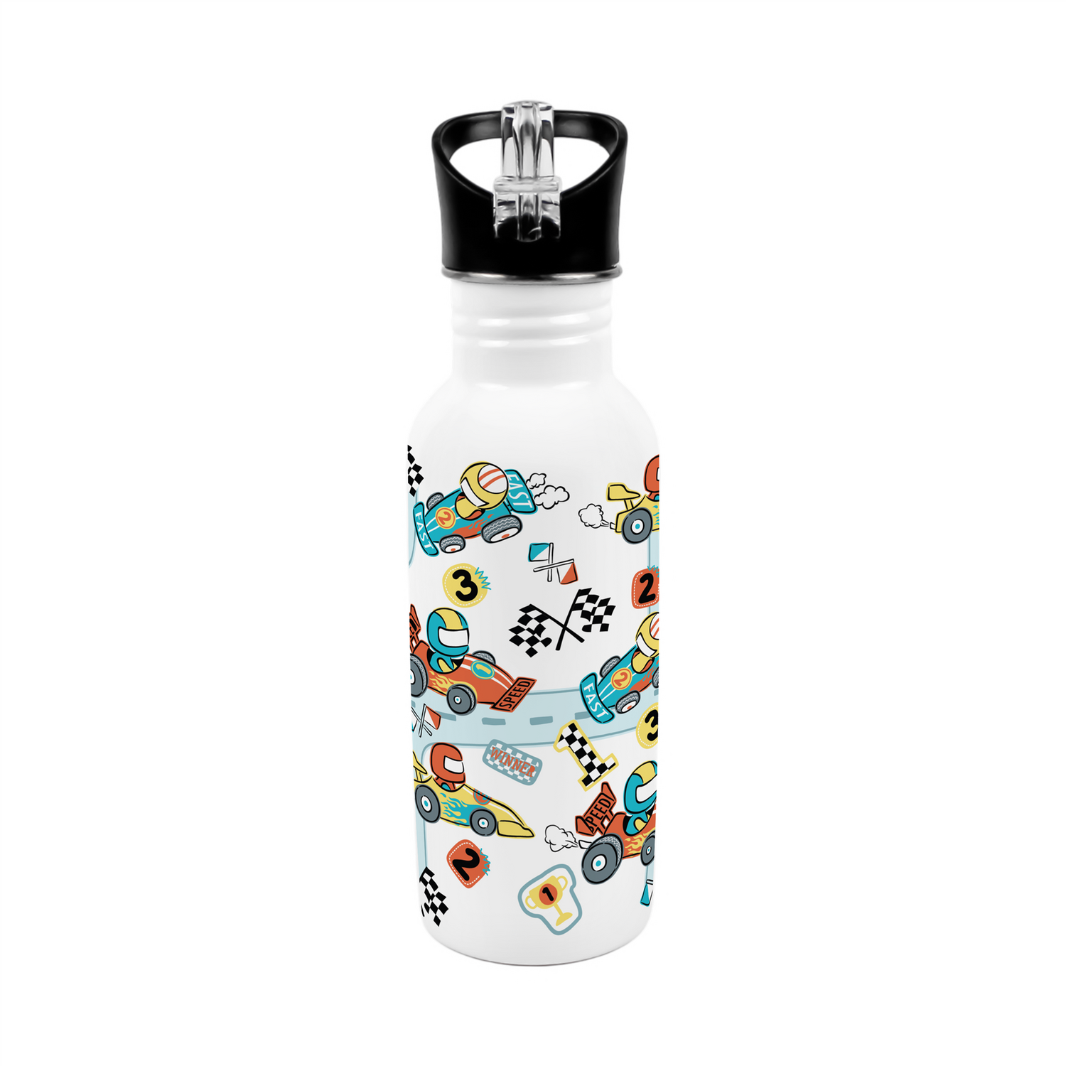 Purely Home Car Racing Kids Metal Canteen Water Bottle - Multi