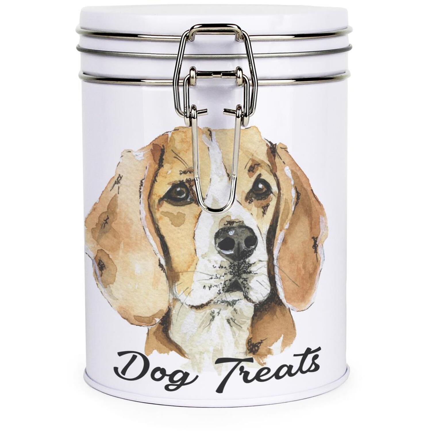 B&Q - Beagle Dog Treats Canister By Rhiannon ChaunceyMetal Clip Lid Food Storage Jar For Pet Food 700Ml - Image 2
