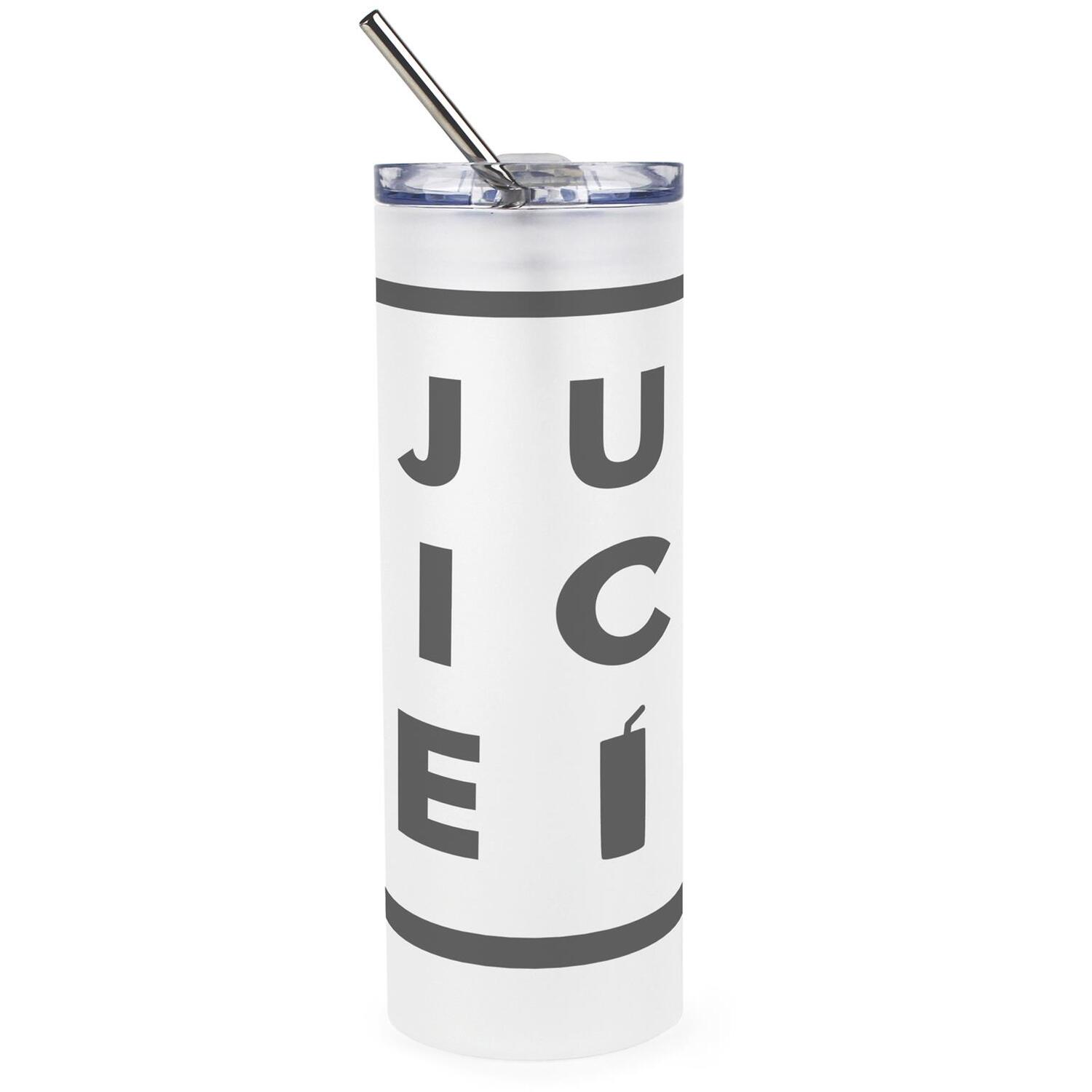 Frosted Glass Juice Travel Flask - Minimalist Drinks Tumbler & Straw Gift - Image 2