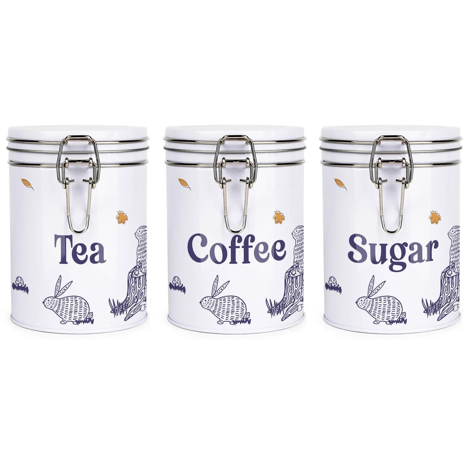 B&Q - Woodland Rabbits Clip-Lid Kitchen Storage Canister SetTeaCoffee & Sugar - Image 2