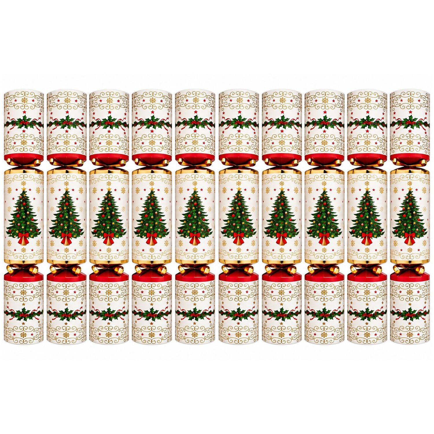 B&Q - 10 Christmas Crackers Dinner Party Cracker Gold And Red Tree - Image 2