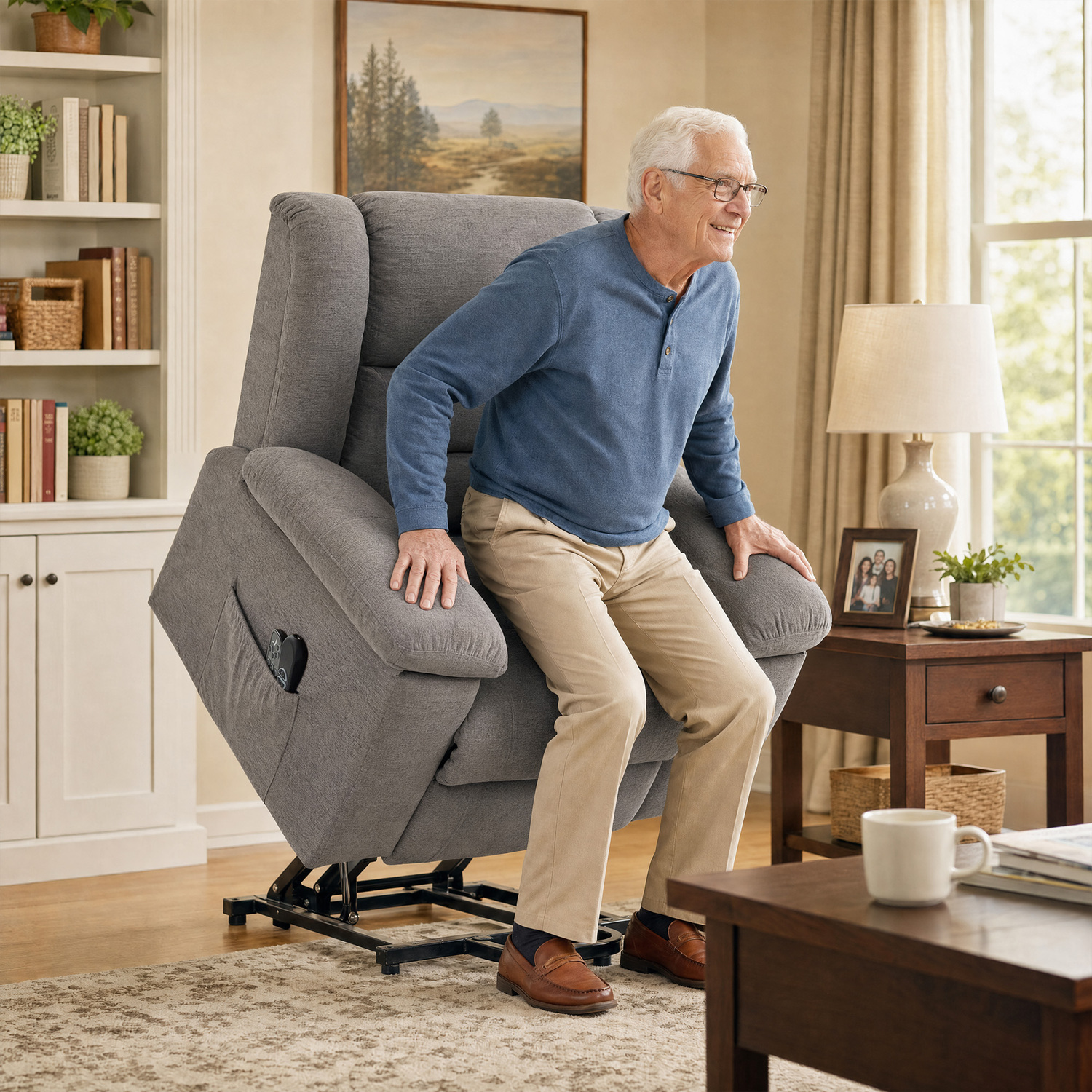 Homcom Grey Oversized Riser Recliner Chair With Vibration Massage And Heat - Image 4