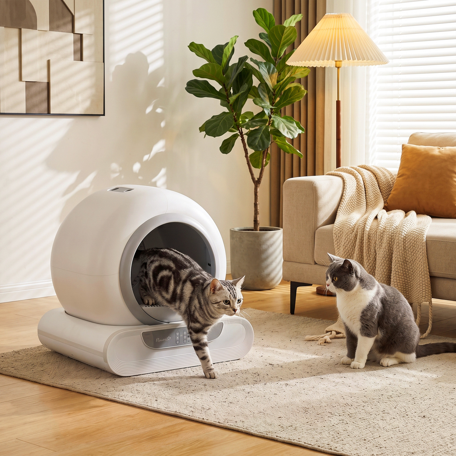 Pawhut Self Cleaning Cat Litter Tray, Automatic Litter Tray With App Control - Image 4