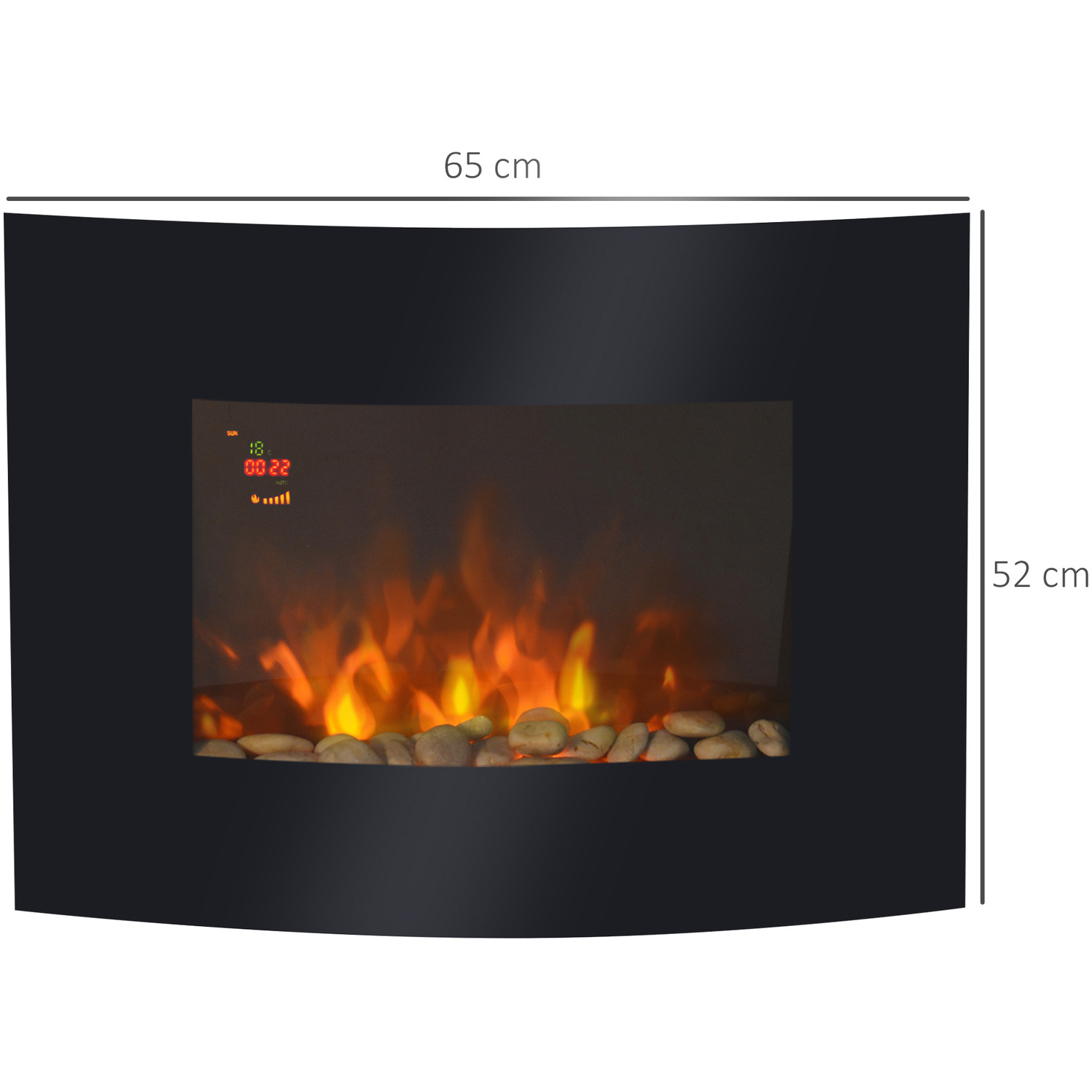 LED Backlit Wall Mounted Fireplace 1800W