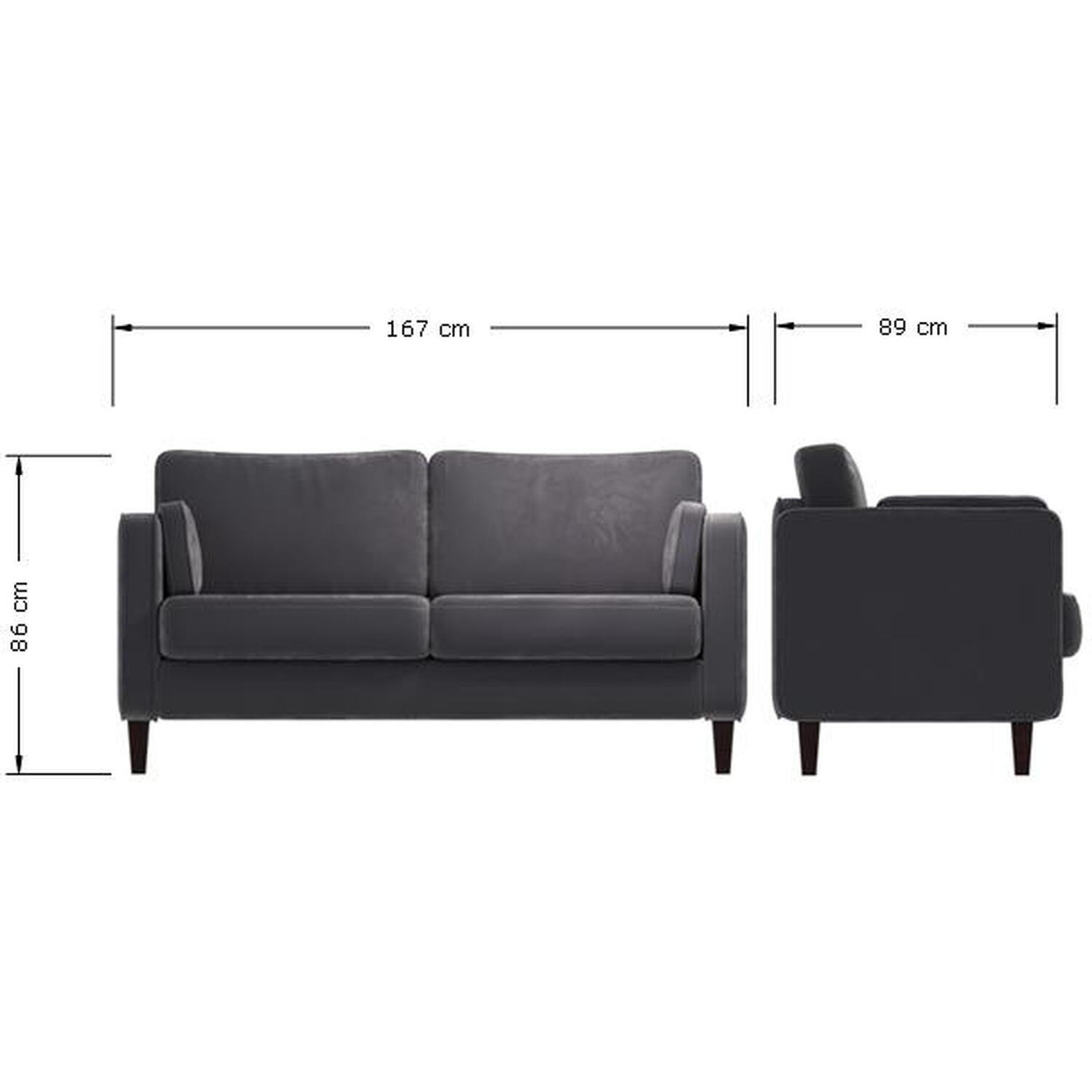 2 Seater Cushion Back Sofa - Grey