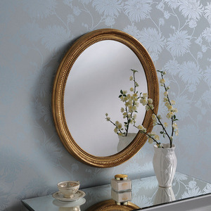 Ribbed Oval Mirror Gold