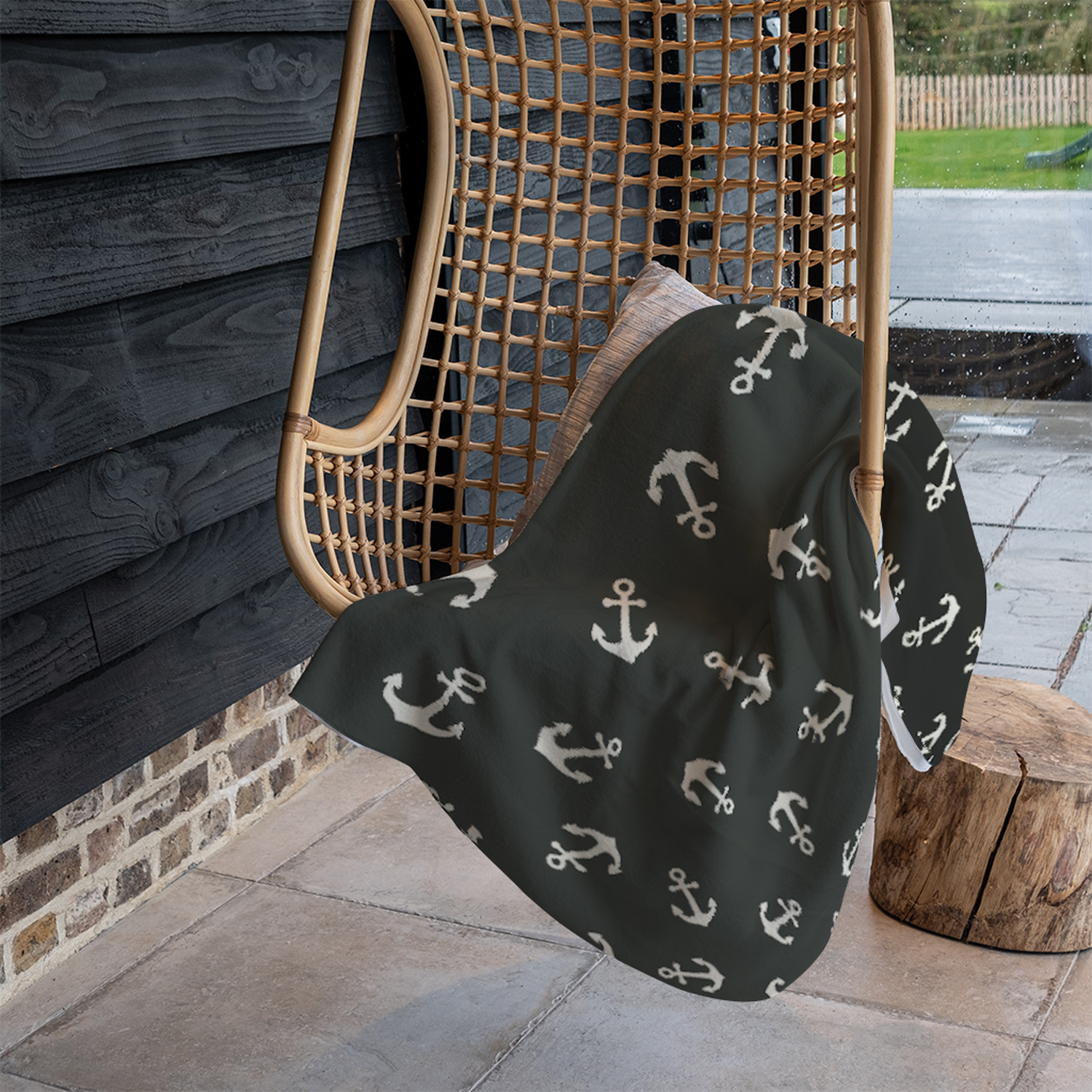 Anchors On Black Blanket - Black