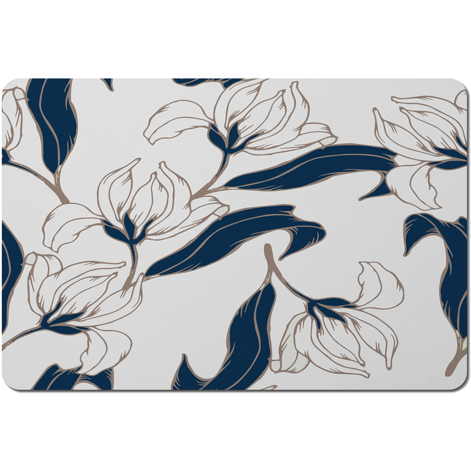 White Flowers Placemat - Blue