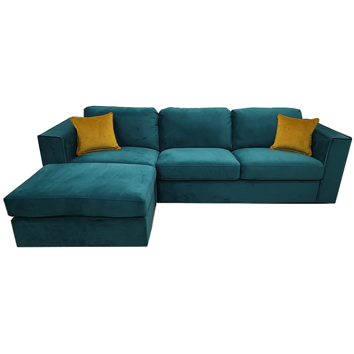 Simply Eleganza - Harlow Plush LHF Corner Sofa and Footstool - Green thumbnail