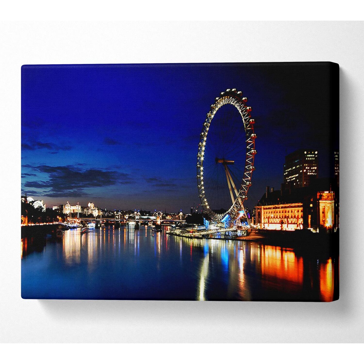 Wallart-Direct - London Eye At Night Canvas Print Wall Art - Yellow / 101.6cm thumbnail