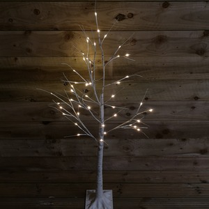 1.2m (4ft) Christmas Lit Birch Tree with 48 Warm White LEDs
