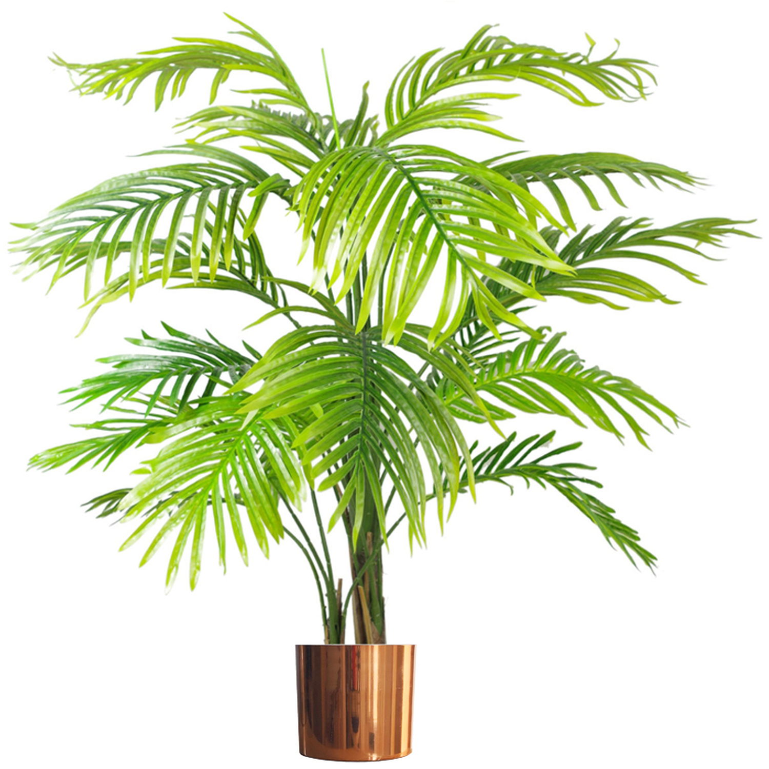 Artificial Areca Palm Tree - Realistic Copper Metal Planter - Green
