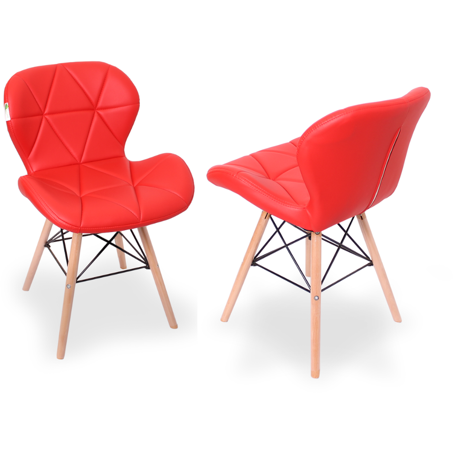 Life Interiors - Cecilia Eiffel Faux Leather Dining Chair Set of 2 - Red thumbnail
