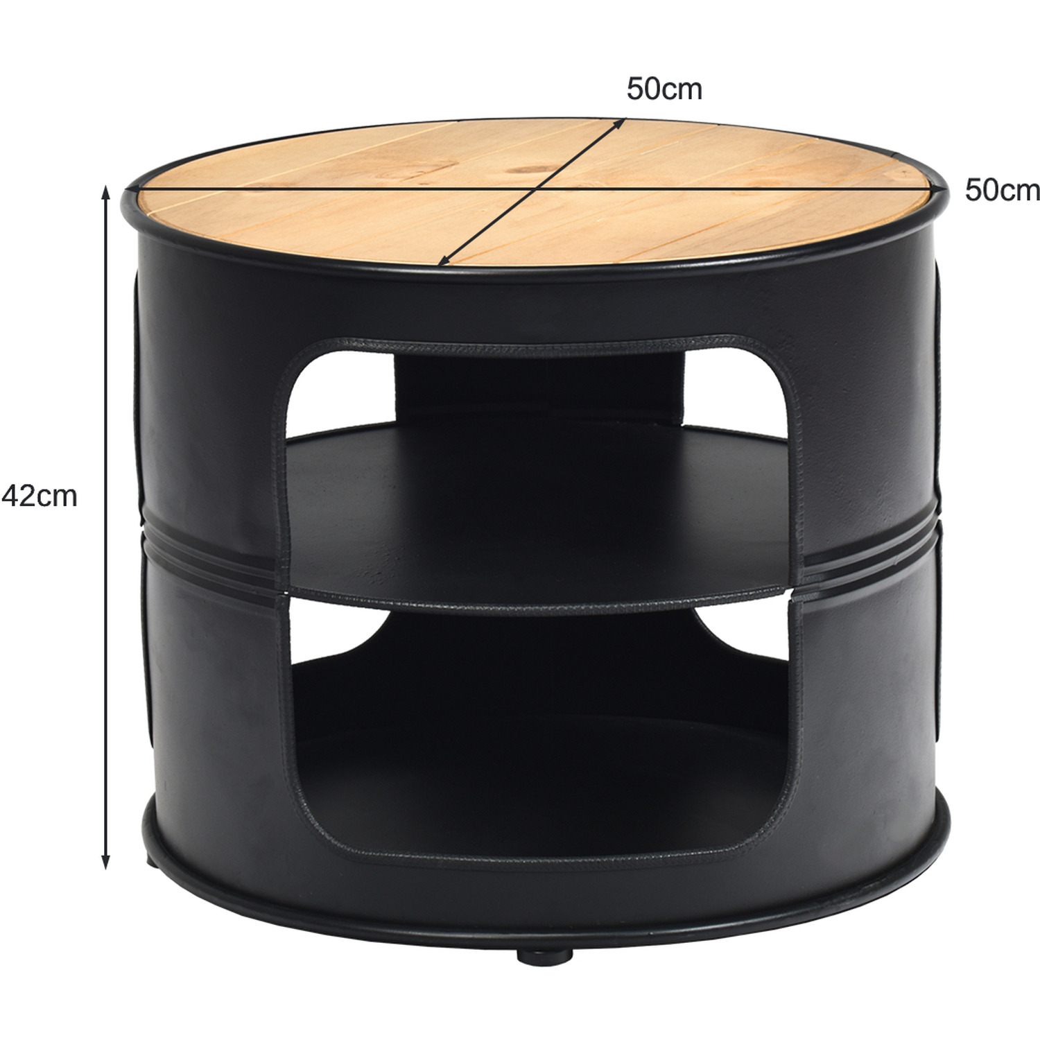 Costway Round Coffee Table-black - Black