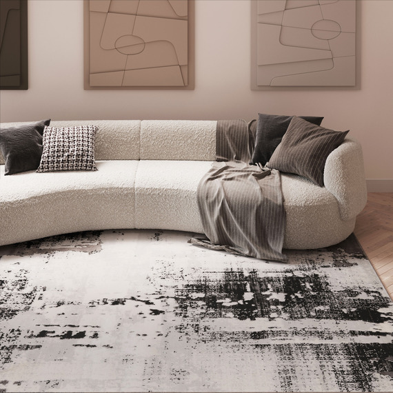 Modern Distressed Abstract Area Rug