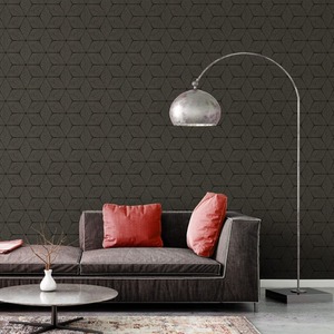 AS Creation Geometric Floral Diamonds Metallic Black Gold Wallpaper