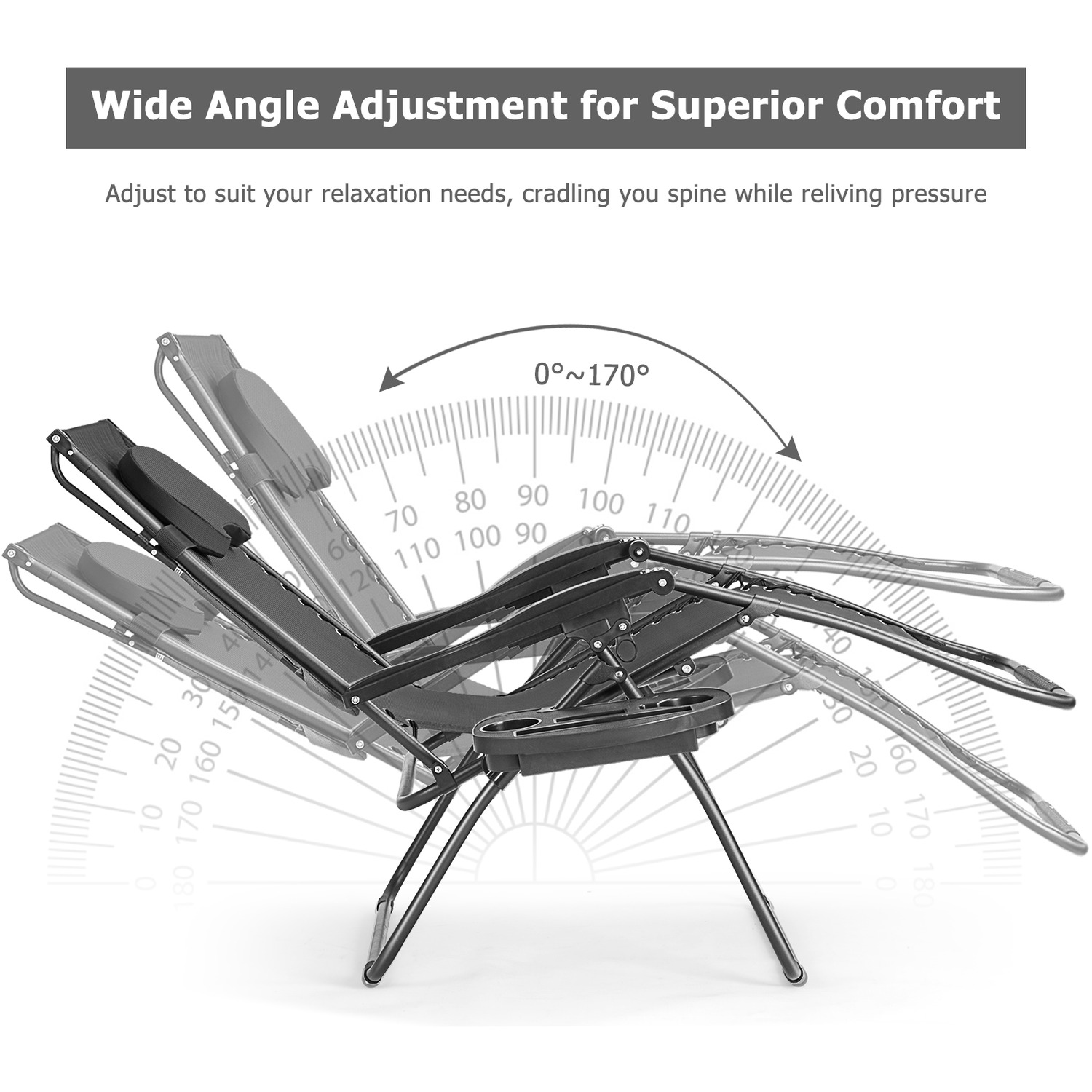 Recliner Mesh Chaise Lounger - Black