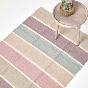 Homescapes Chenille Striped Cotton Rug
