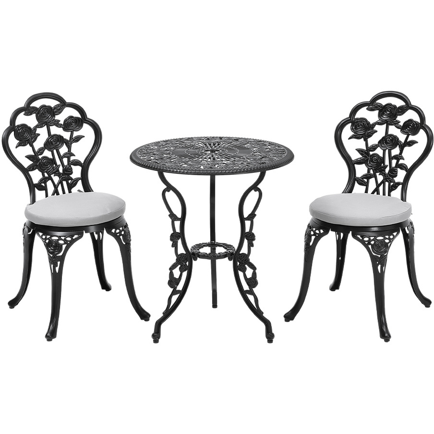 Floral Motif Hollow-out Garden Table And Chair Set - Rose Pattern