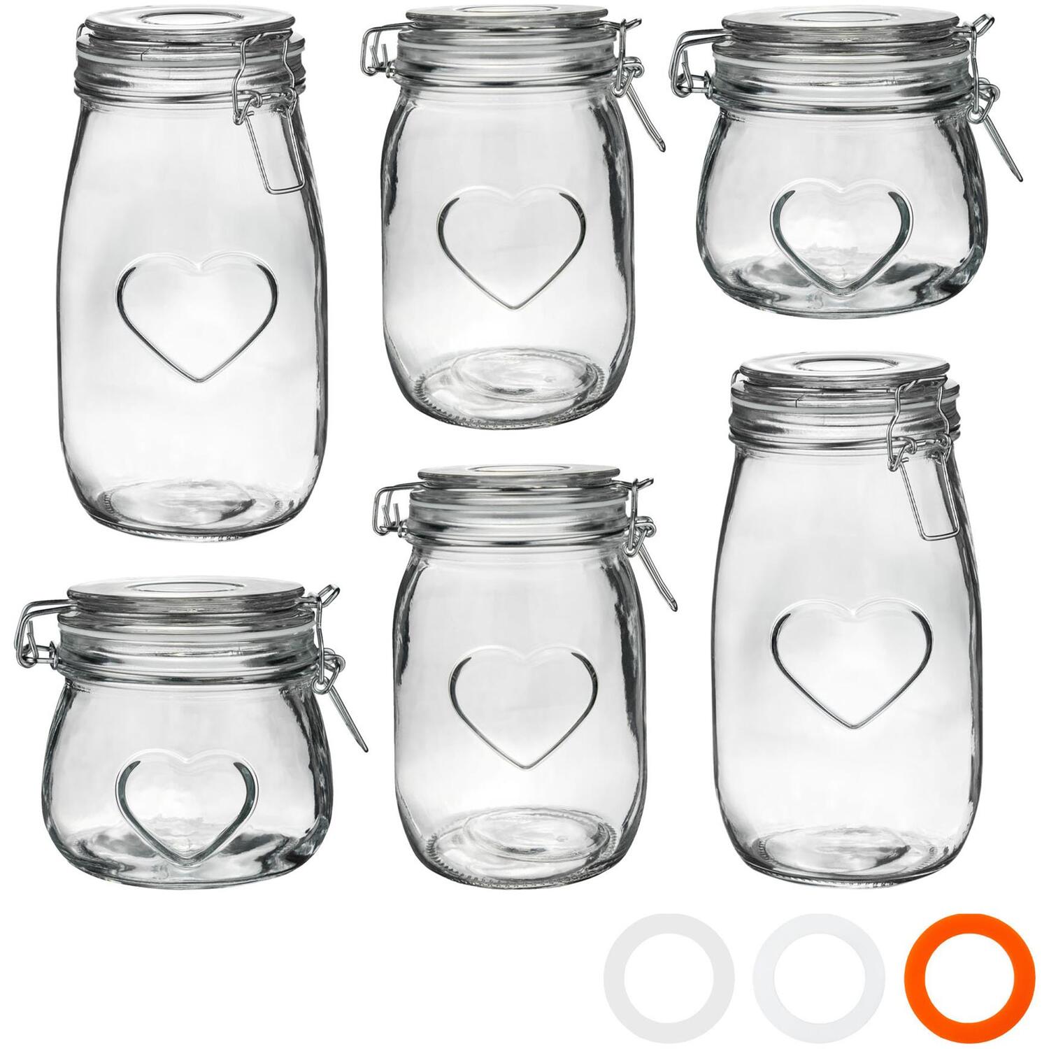 Image of Heart Glass Storage Jar Set -&hellip;
