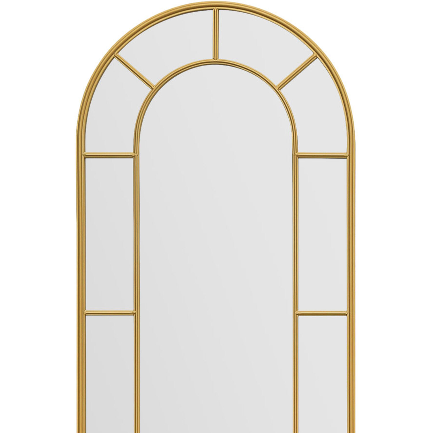 Arcus Window Metal Framed Arched Leaner Wall Mirror - Gold 60cm