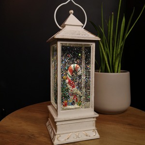 LED Christmas Glitter Water Spinner Lantern with Snowy Mouse Scene