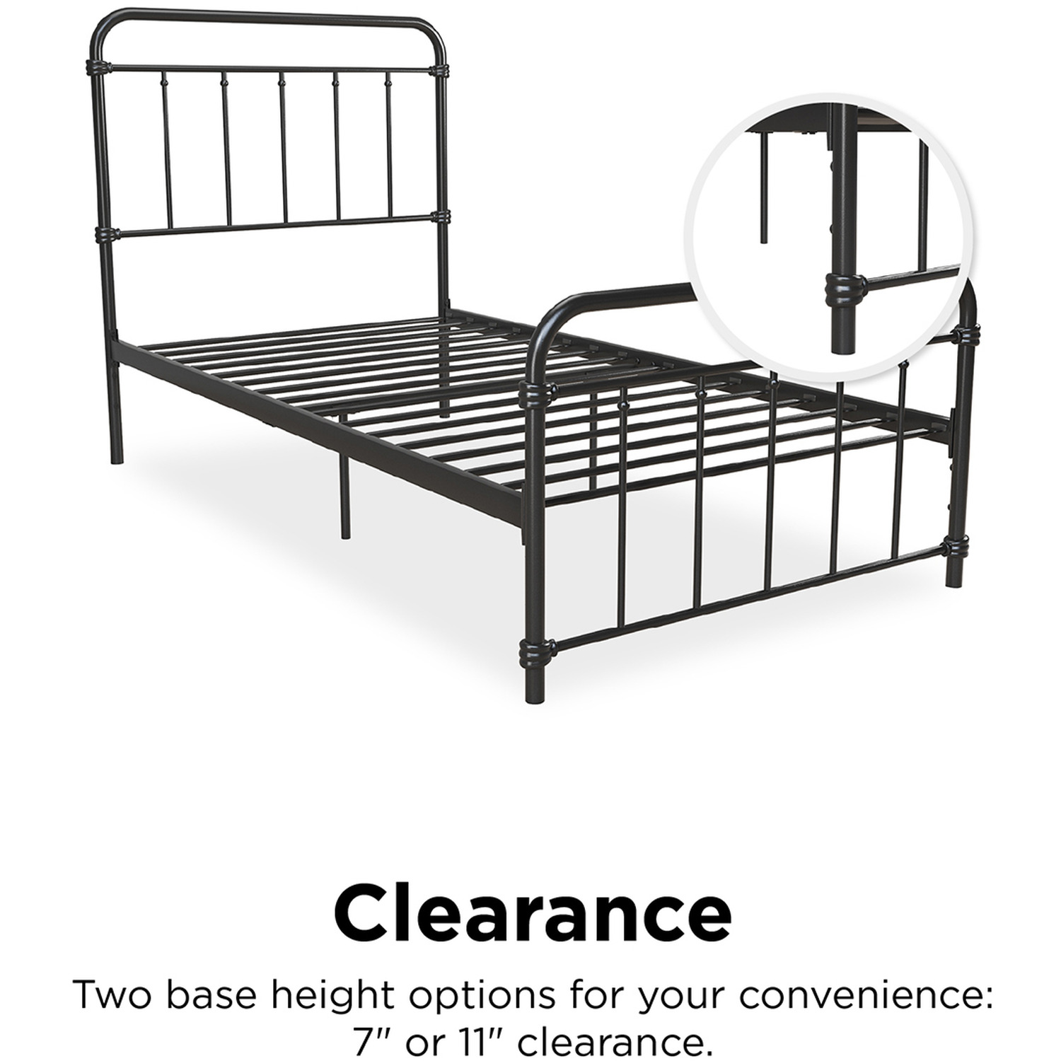 Metal Bed In Single - Black