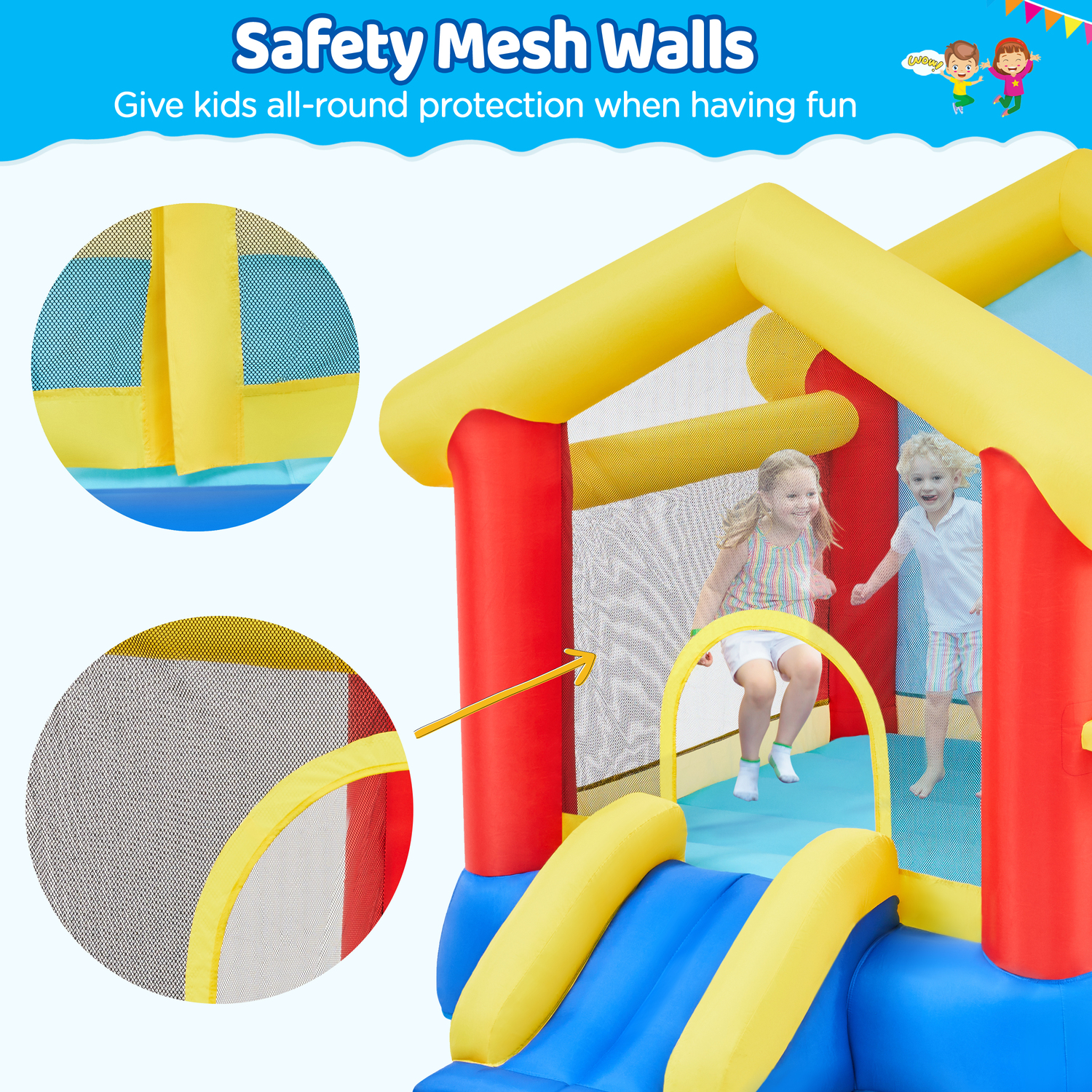 Bouncy Castle Inflatable Trampoline For Kids - Blue