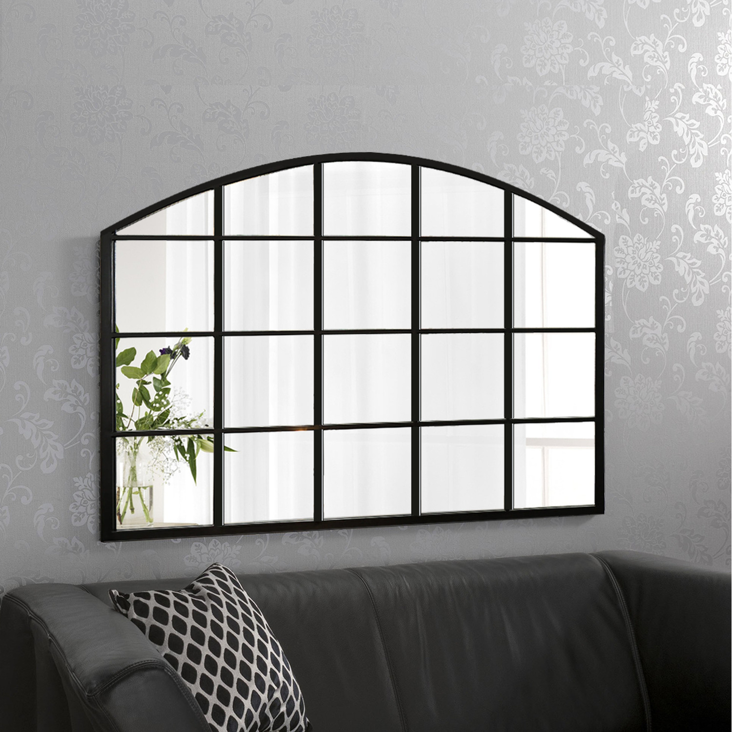 Image of Hadleigh Large Metal Arch Window Mirror&hellip;