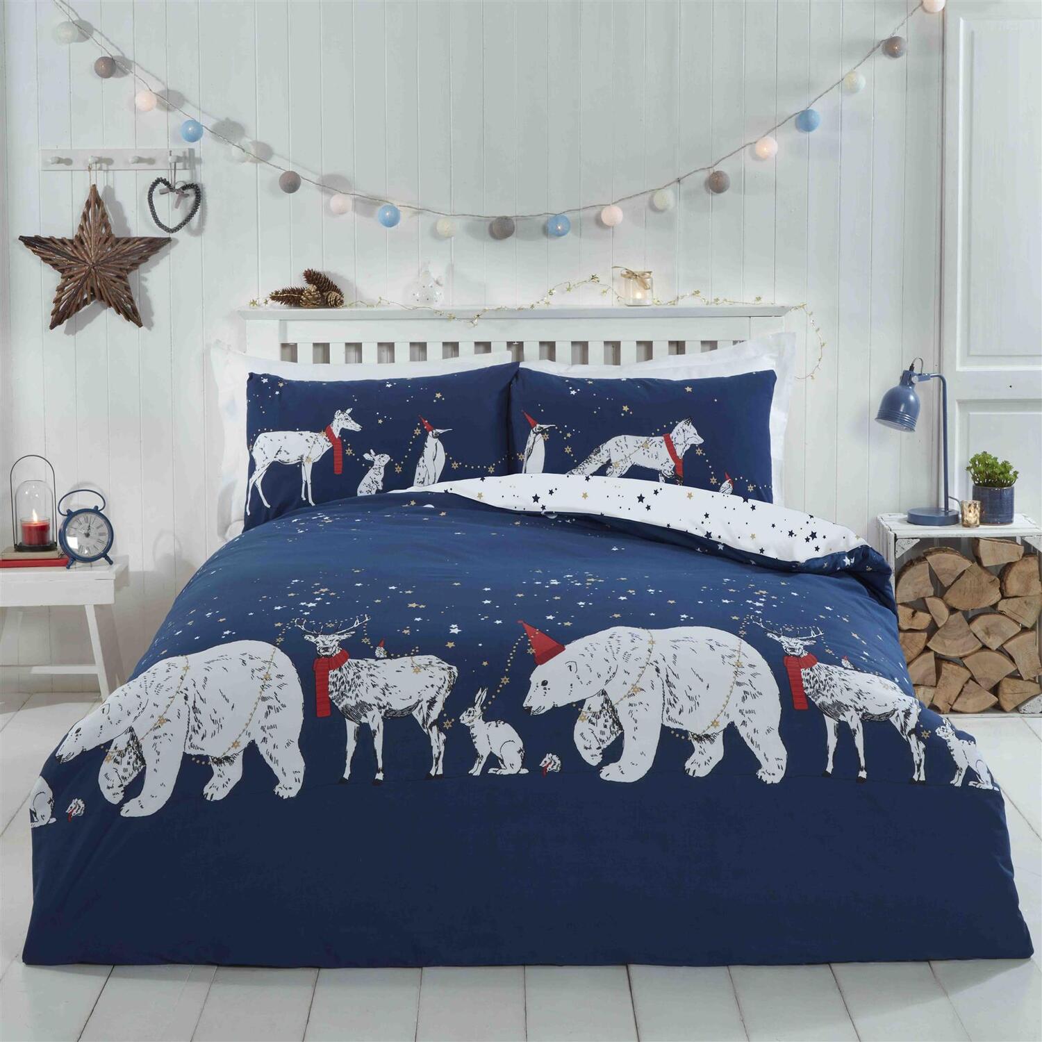 Pattern Print Polar Bear Duvet Cover Bedding Set